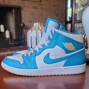 Air Jordan High-Top Sneakers in Blue and White